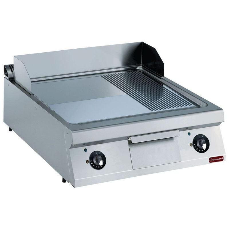 Plaque cuisson électrique DIAMOND 2/3 plate 1/3 rainurée - Chrome dur