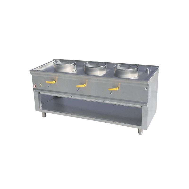 Fourneau wok DIAMOND 3 brûleurs - 21,44 kW puissant pour cuisine pro