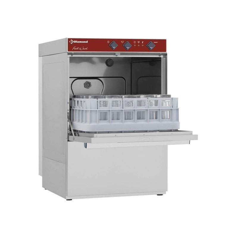 Lave-verres DIAMOND 400x400 mm avec pompe vidange et distributeur