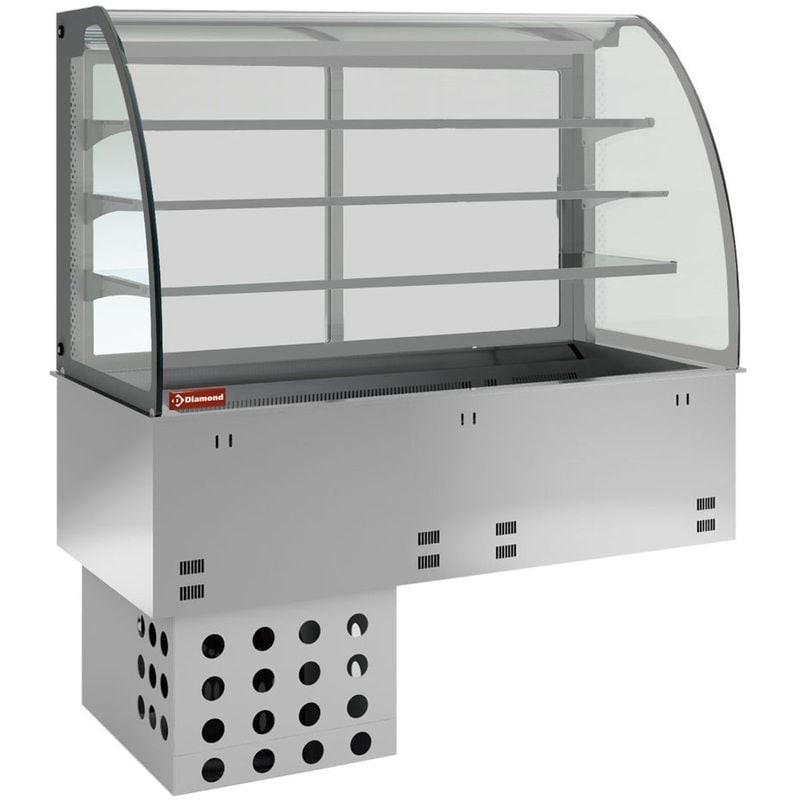 Élément évier et vitrine réfrigérée DIAMOND - 3 niveaux pour 4x GN 1/1