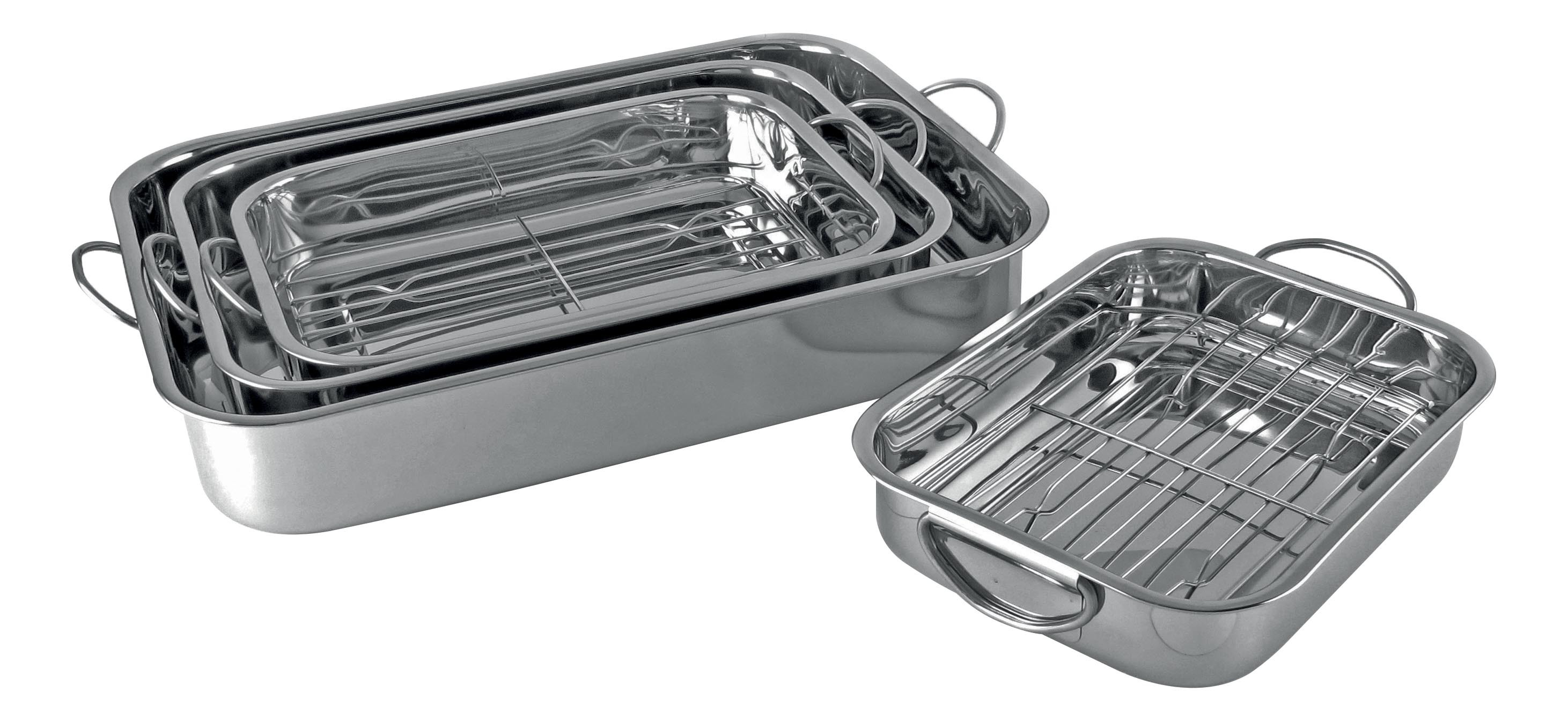 Plats à lasagne inox L2G - Set de 4 avec grilles pour restauration