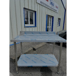 Table de sortie inox 1200 x 700 x 850 mm avec dosseret et étagère basse